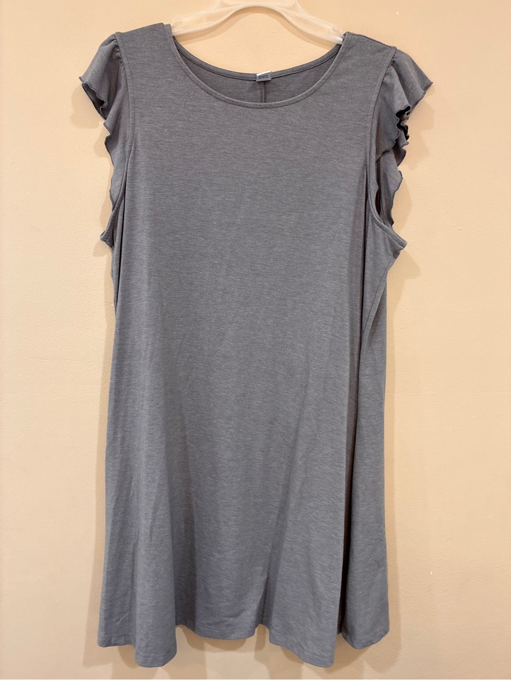 Old Navy Women's Gray Ruffle Sleeve Knit Swing dress